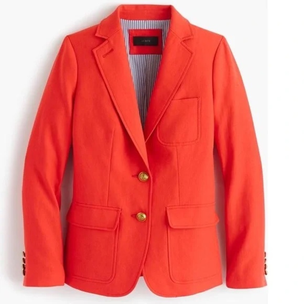 J.Crew Red- Orange Rhodes Blazer. $178. Small flaw left shoulder (last 2 photos)